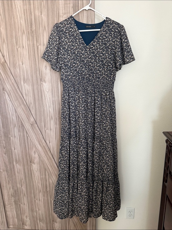 Mikarose Dresses & Skirts - Mikarose Navy Maxi Dress with Ivory Floral Print